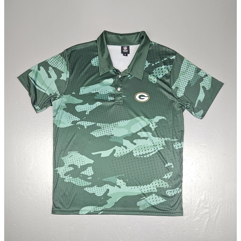 NFL Team Apparel Green Bay‎ Packers Polo Shirt Mens XL Green Camo Golf Athletic